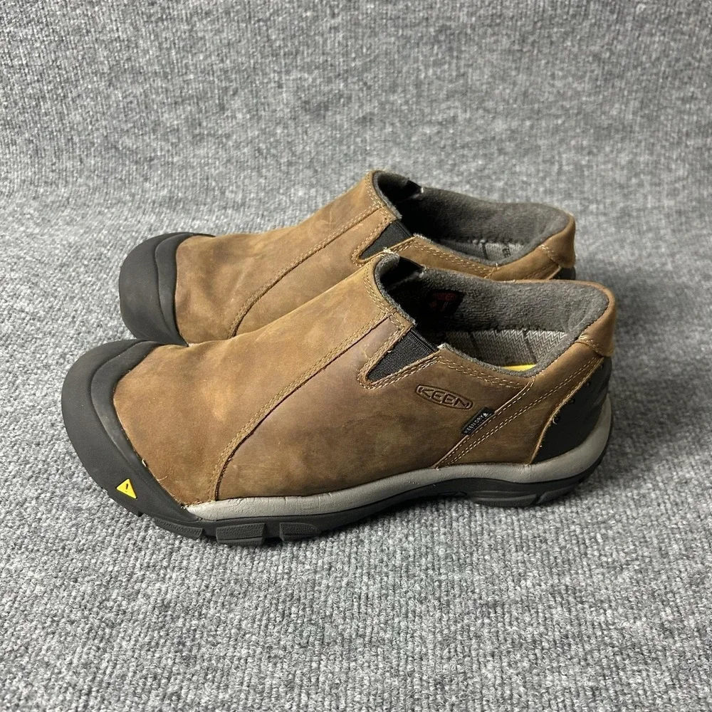 Keen Shoes Mens Size 11 Brown Leather Waterproof Slip On Lined Outdoor